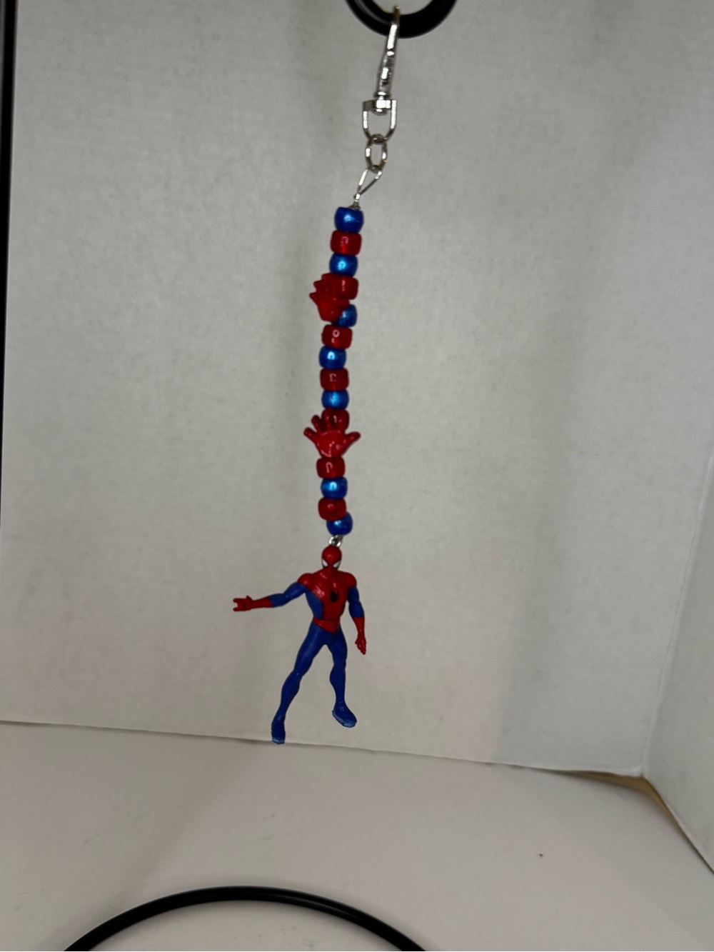 Spiderman Red & Blue Beaded Charm Keychain